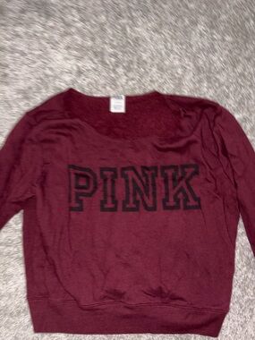 PINK Victoria's Secret Burgundy Logo Tee